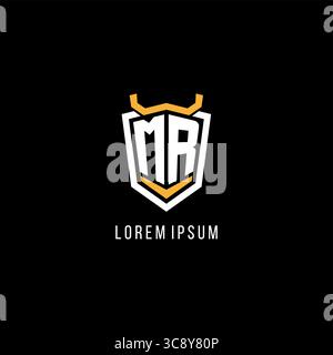 Initial MR geometric shield esport logo monogram design style vector graphic Stock Vector