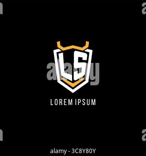 Initial LS geometric shield esport logo monogram design style vector graphic Stock Vector
