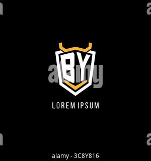 Initial BY geometric shield esport logo monogram design style vector graphic Stock Vector
