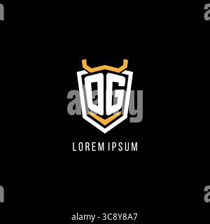 Initial OG geometric shield esport logo monogram design style vector graphic Stock Vector
