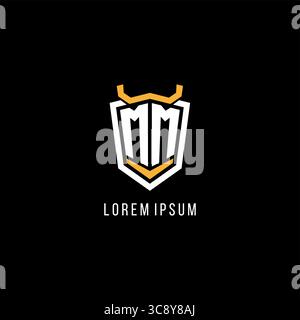 Initial MM geometric shield esport logo monogram design style vector graphic Stock Vector