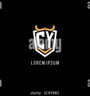 Initial CY geometric shield esport logo monogram design style vector graphic Stock Vector