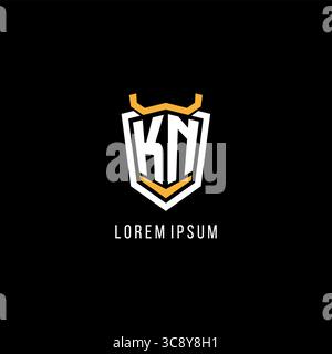 Initial KN geometric shield esport logo monogram design style vector graphic Stock Vector