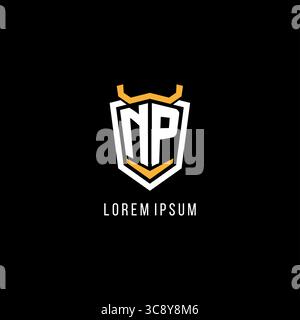 Initial NP geometric shield esport logo monogram design style vector graphic Stock Vector