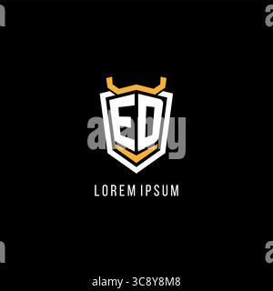 Initial ED geometric shield esport logo monogram design style vector graphic Stock Vector