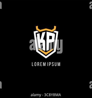 Initial KP geometric shield esport logo monogram design style vector graphic Stock Vector