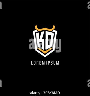 Initial KD geometric shield esport logo monogram design style vector graphic Stock Vector