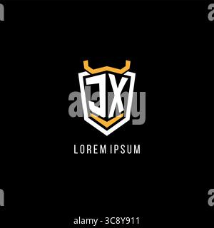 Initial JX geometric shield esport logo monogram design style vector graphic Stock Vector