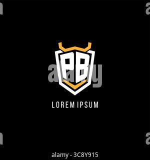 Initial PB geometric shield esport logo monogram design style vector graphic Stock Vector