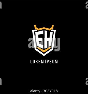 Initial EH geometric shield esport logo monogram design style vector graphic Stock Vector