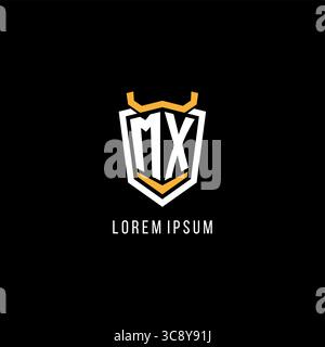 Initial MX geometric shield esport logo monogram design style vector graphic Stock Vector