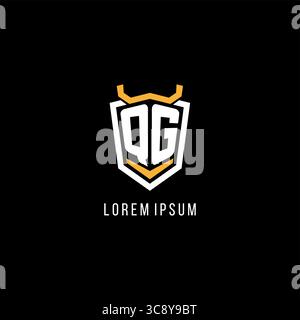 Initial QG geometric shield esport logo monogram design style vector graphic Stock Vector