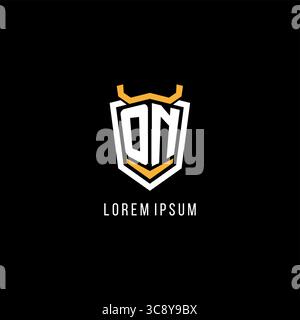Initial ON geometric shield esport logo monogram design style vector graphic Stock Vector