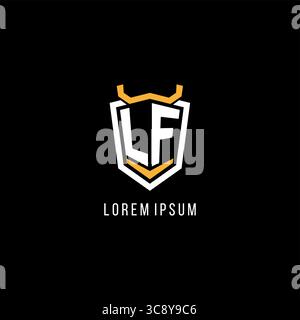 Initial LF geometric shield esport logo monogram design style vector graphic Stock Vector