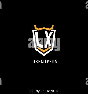 Initial LX geometric shield esport logo monogram design style vector graphic Stock Vector