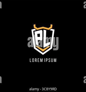 Initial PL geometric shield esport logo monogram design style vector graphic Stock Vector
