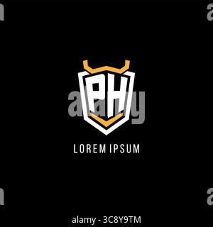 Initial PH geometric shield esport logo monogram design style vector graphic Stock Vector