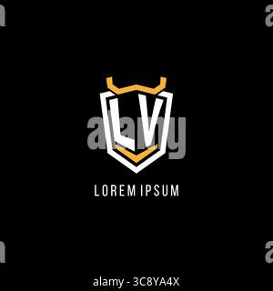 Initial LV geometric shield esport logo monogram design style vector graphic Stock Vector