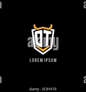 Initial OT geometric shield esport logo monogram design style vector graphic Stock Vector