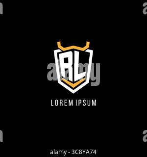 Initial RL geometric shield esport logo monogram design style vector graphic Stock Vector