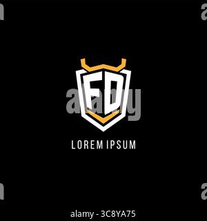 Initial FD geometric shield esport logo monogram design style vector graphic Stock Vector