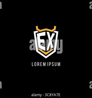 Initial EX geometric shield esport logo monogram design style vector graphic Stock Vector