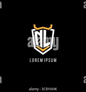 Initial NL geometric shield esport logo monogram design style vector graphic Stock Vector