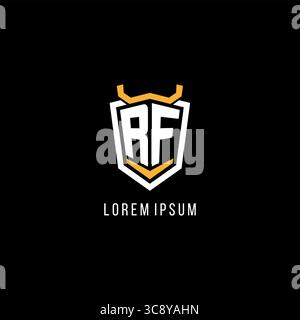 Initial RF geometric shield esport logo monogram design style vector graphic Stock Vector