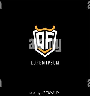 Initial QF geometric shield esport logo monogram design style vector graphic Stock Vector