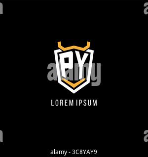 Initial PY geometric shield esport logo monogram design style vector graphic Stock Vector