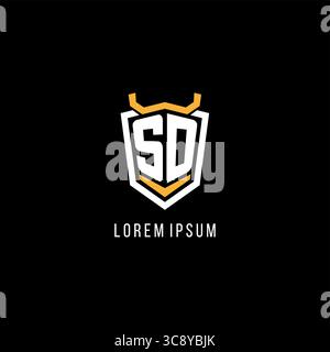 Initial SD geometric shield esport logo monogram design style vector graphic Stock Vector