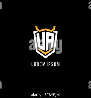 Initial UA geometric shield esport logo monogram design style vector graphic Stock Vector