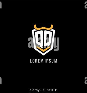 Initial QQ geometric shield esport logo monogram design style vector graphic Stock Vector