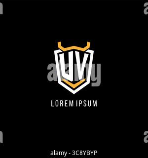 Initial UV geometric shield esport logo monogram design style vector graphic Stock Vector