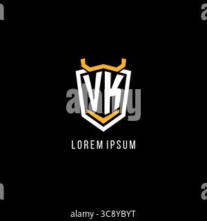 Initial VK geometric shield esport logo monogram design style vector graphic Stock Vector