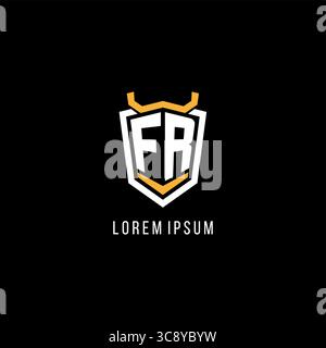 Initial FR geometric shield esport logo monogram design style vector graphic Stock Vector