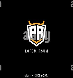 Initial PR geometric shield esport logo monogram design style vector graphic Stock Vector