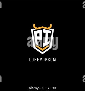 Initial PI geometric shield esport logo monogram design style vector graphic Stock Vector
