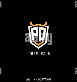 Initial PQ geometric shield esport logo monogram design style vector graphic Stock Vector