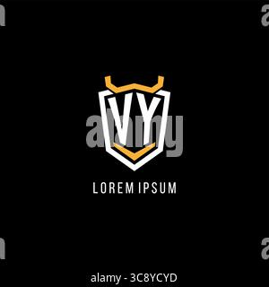 Initial VY geometric shield esport logo monogram design style vector graphic Stock Vector