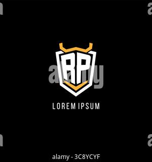 Initial RP geometric shield esport logo monogram design style vector graphic Stock Vector
