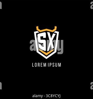 Initial SX geometric shield esport logo monogram design style vector graphic Stock Vector