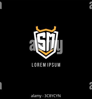 Initial SM geometric shield esport logo monogram design style vector graphic Stock Vector
