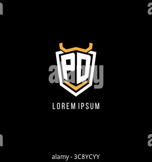 Initial PD geometric shield esport logo monogram design style vector graphic Stock Vector