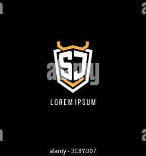 Initial SJ geometric shield esport logo monogram design style vector graphic Stock Vector