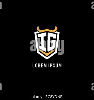 Initial IG geometric shield esport logo monogram design style vector graphic Stock Vector