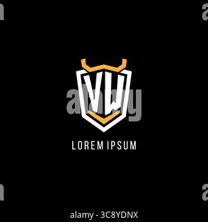Initial VW geometric shield esport logo monogram design style vector graphic Stock Vector