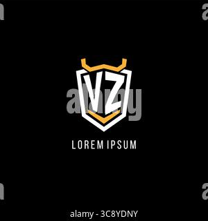 Initial VZ geometric shield esport logo monogram design style vector graphic Stock Vector