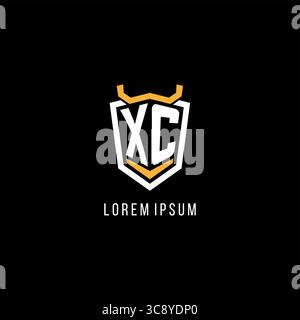 Initial XC geometric shield esport logo monogram design style vector graphic Stock Vector