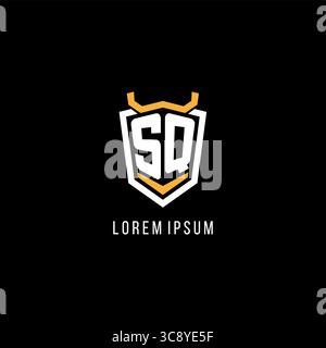 Initial SQ geometric shield esport logo monogram design style vector graphic Stock Vector